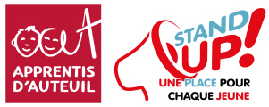 logos Apprentis d'Auteuil et Stand Up ! Une place pour chaque jeune